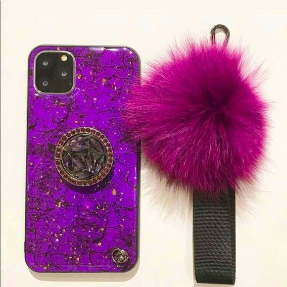 iPhone 12/12 pro crack print phone case with ring holder and lanyard - Picture 2 of 3